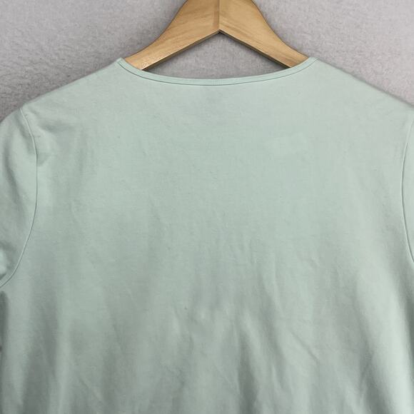 EILEEN FISHER Top M Cotton Interlock Jersey Crew Neck Short Sleeve Green - Picture 4 of 13